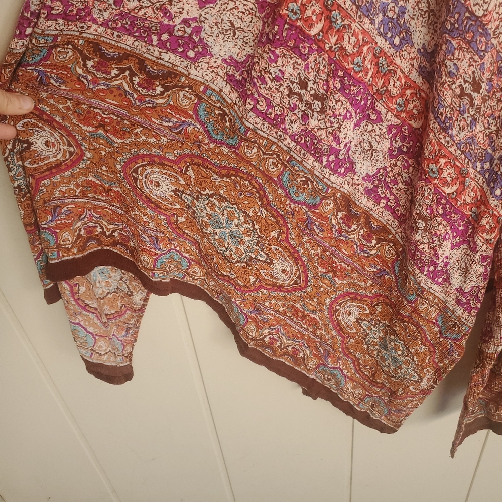 BILA India Floral Flowy Maxi Dress Asymmetrical Hem Size XL Fairycore Romantic - Picture 12 of 13